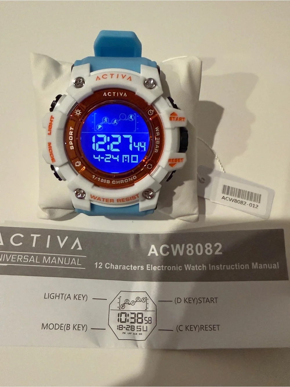 Invicta Activa Light Blue and Orange Digital Sport Chronograph Watch